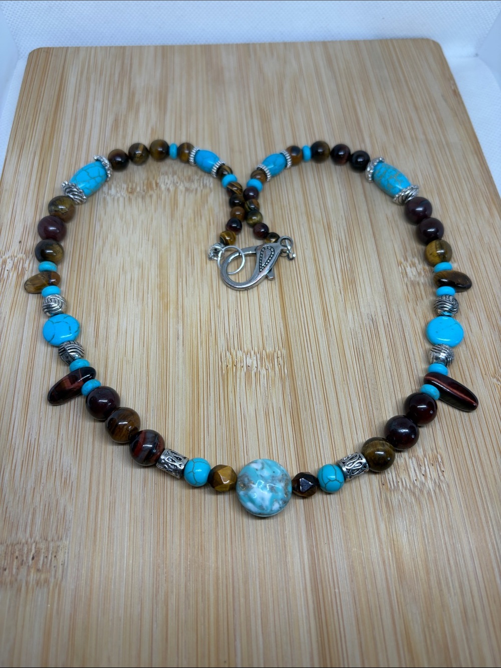 Handcrafted Southwestern 🤎 Tiger’s Eye + Turquoise Howlite Necklace